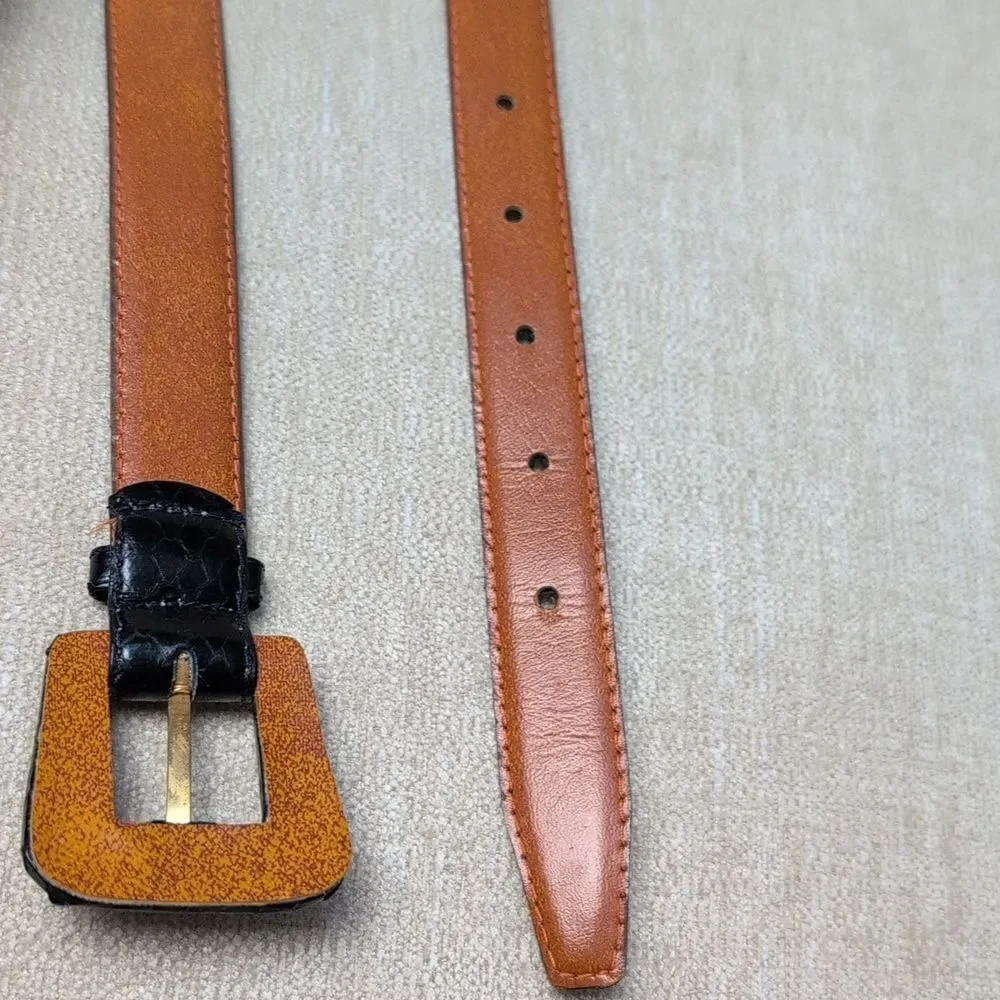 Vintage Jana Genuine Snakeskin Belt Navy Blue Size S